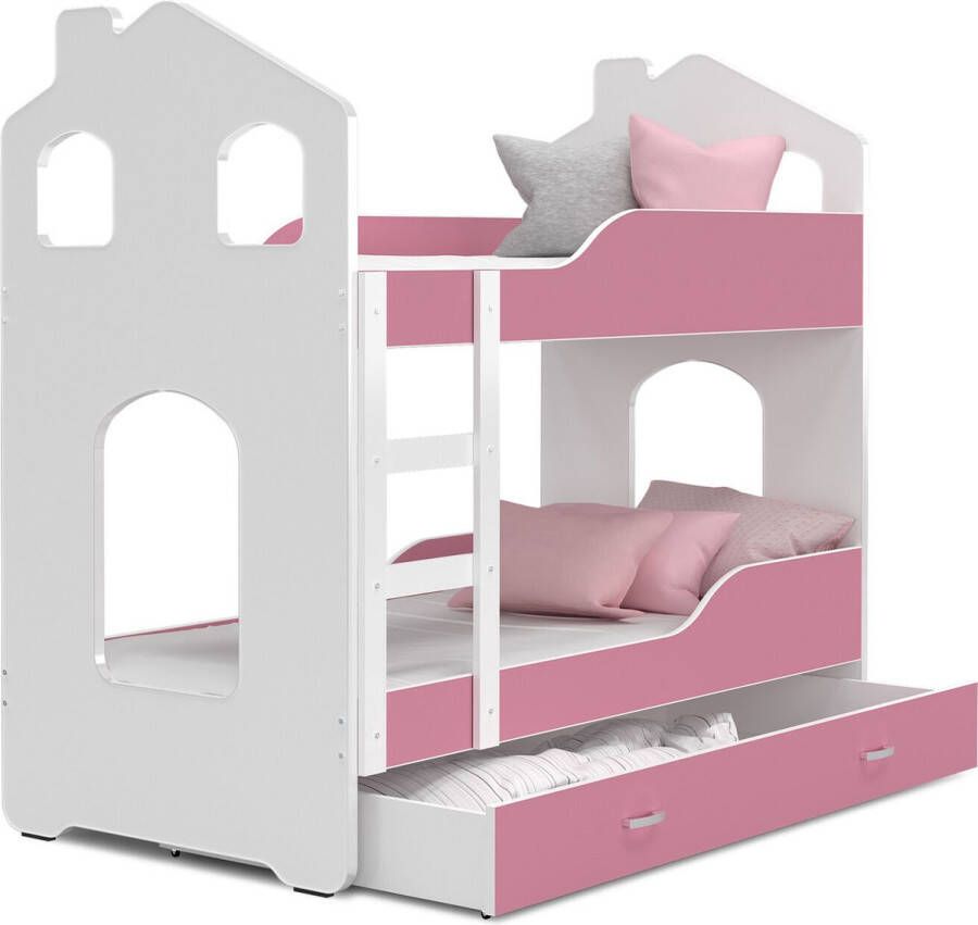 Viking Choice Kinder stapelbed roze 160 x 80 cm huisbed inclusief matras