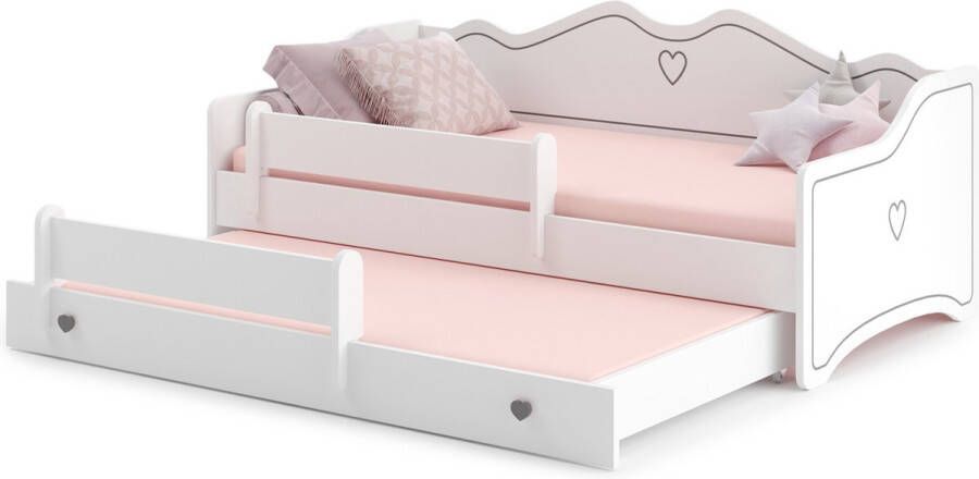 Viking Choice Kinderbed met lade & hekje 160x80cm met matras roze wit