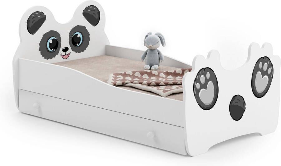 Viking Choice Kinderbed panda met lade & matras 140x70cm wit grijs zwart