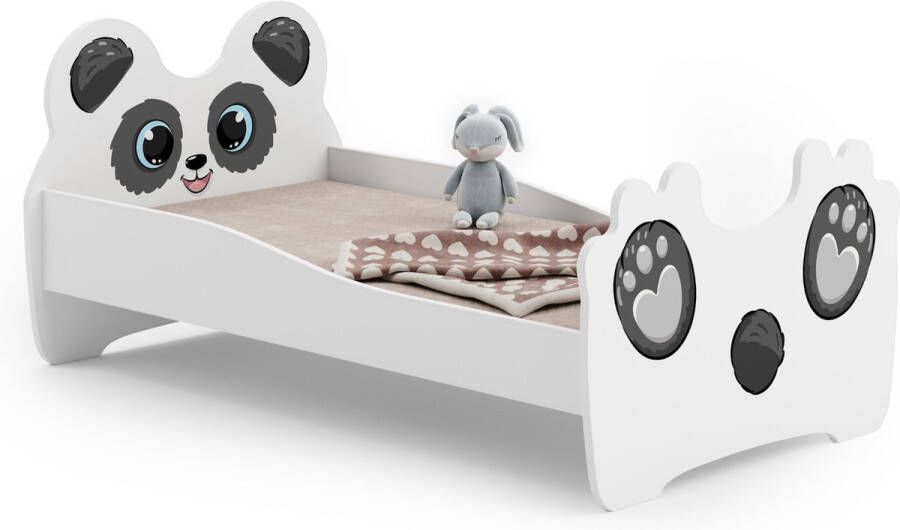 Viking Choice Kinderbed panda 140x70cm met matras en frame wit zwart grijs