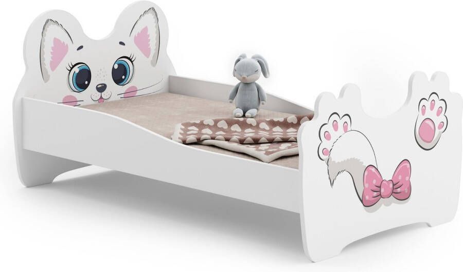 Kobi Kinderbed Roze kat 140x70 met lade matras en onderstel inbegrepen