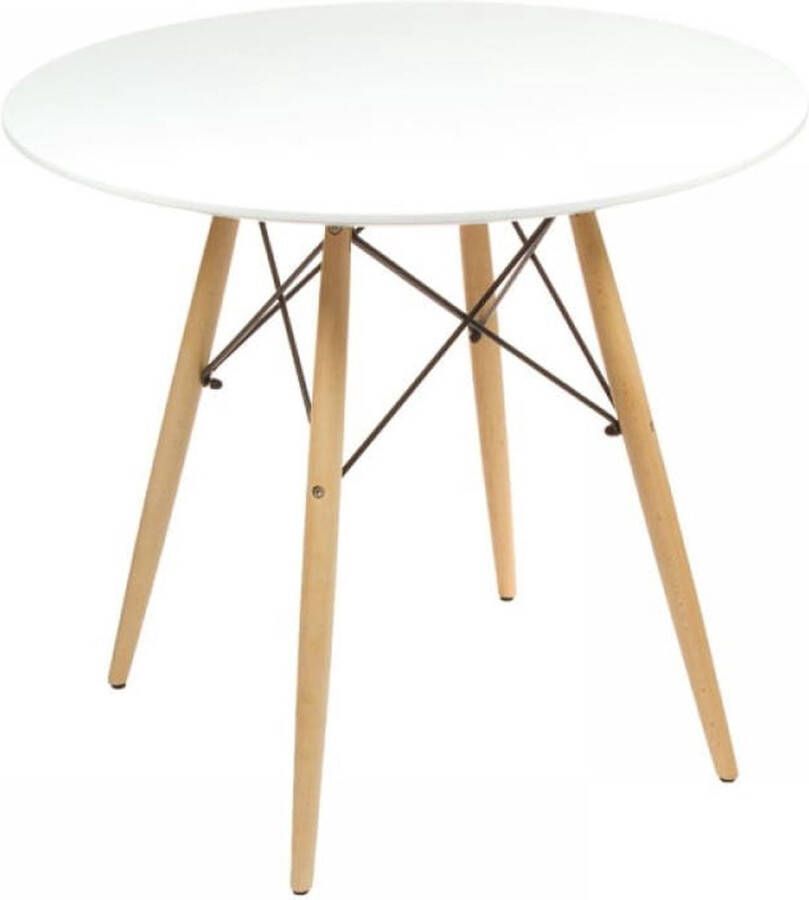 Viking Choice Kindertafel rond 60 cm – Wit met houten poten – Ronde tafel