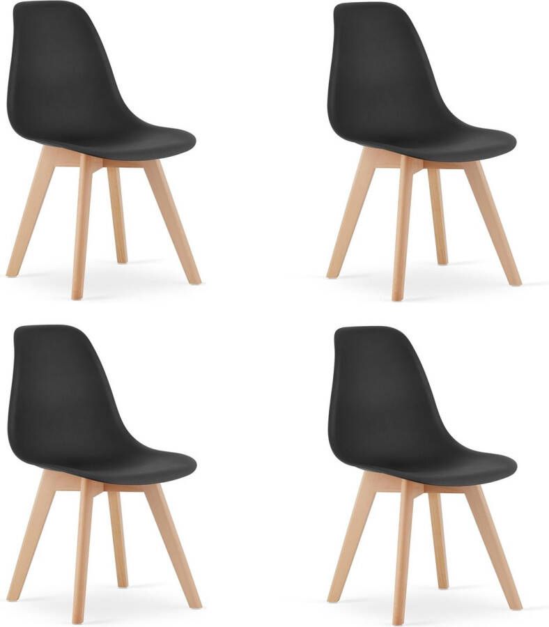 Viking Choice KITO Eetkamerstoel set van 4 eettafelstoelen houten onderstel zwart - Foto 1