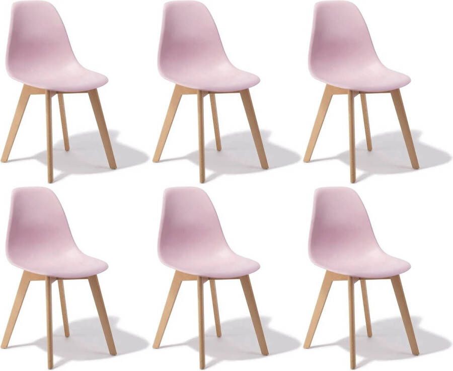 Viking Choice KITO Eetkamerstoelen set van 6 eettafel stoelen roze