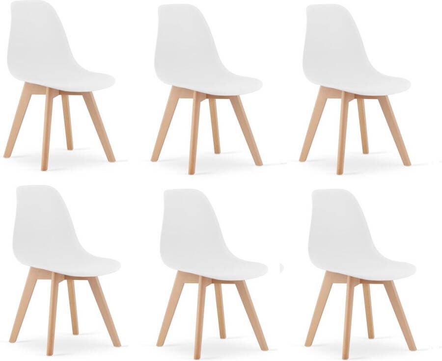 Viking Choice KITO Eetkamerstoelen set van 6 eettafel stoelen wit