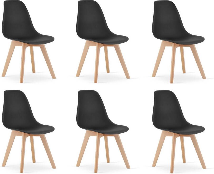 Viking Choice KITO Eetkamerstoelen set van 6 eettafel stoelen zwart