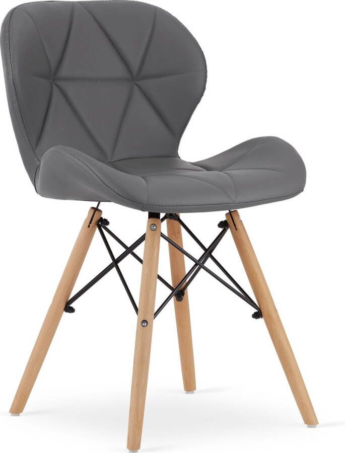 Viking Choice Lago eetkamerstoel 47x73x38cm eco leer beuken poten grijs