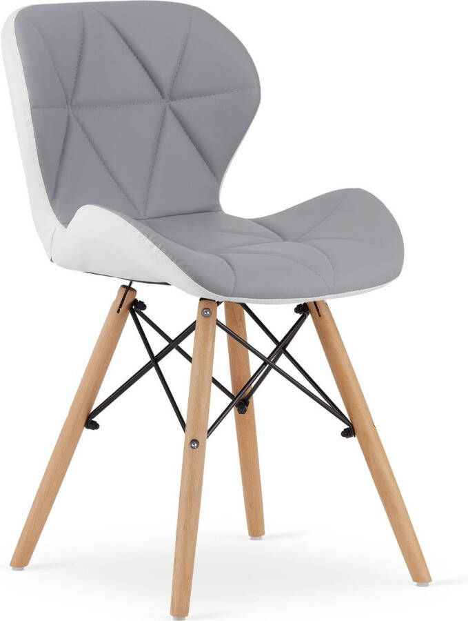 Viking Choice Lago eetkamerstoel 47x73x38cm eco leer beuken poten wit grijs