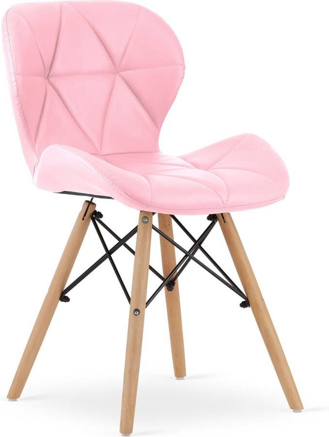 Viking Choice LAGO Eetkamerstoel 47x73x38cm eco leer beuken roze