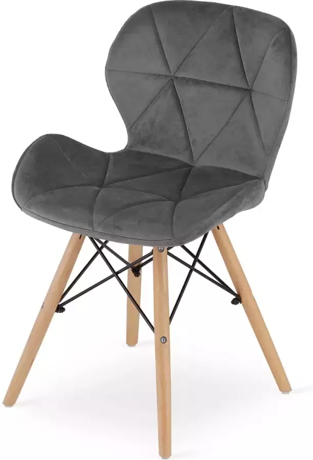 Viking Choice LAGO Eetkamerstoel velvet set van 4 grijs