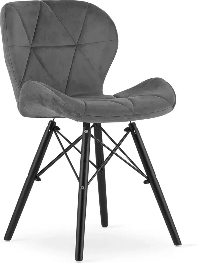 Viking Choice LAGO Eetkamerstoel velvet set van 4 grijs zwart