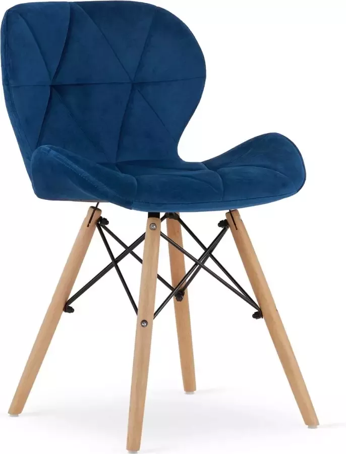 Viking Choice LAGO Eetkamerstoel velvet set van 4 marineblauw