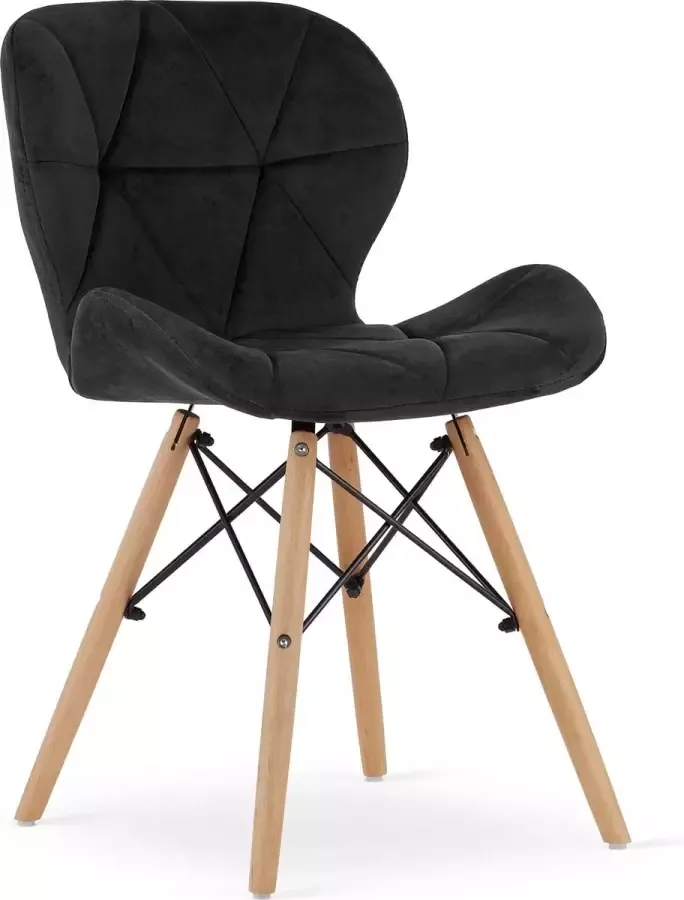 Viking Choice LAGO Eetkamerstoel velvet set van 4 zwart