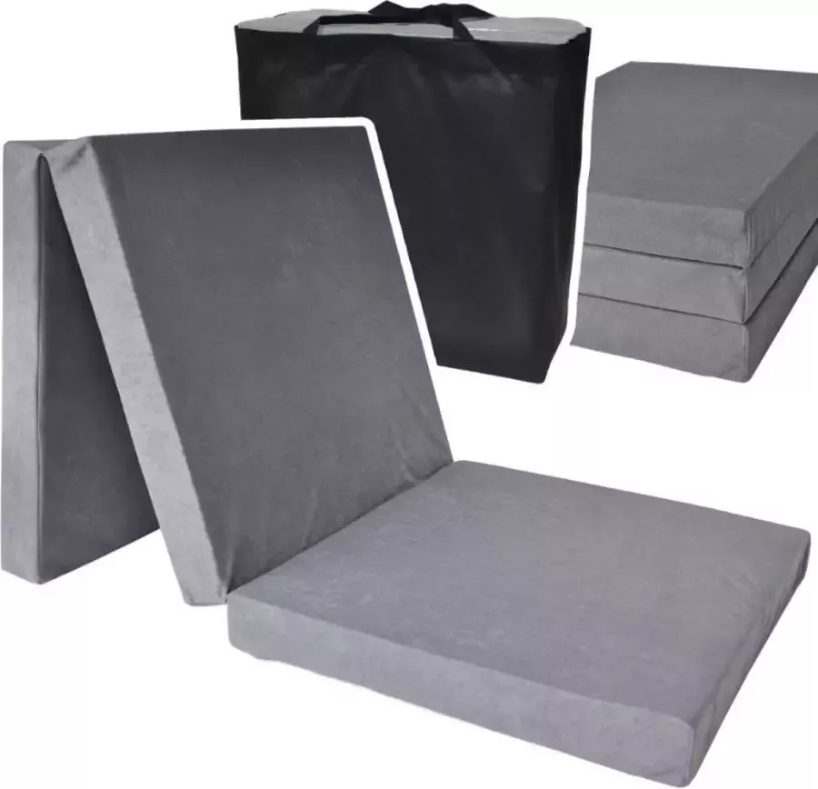 Viking Choice Logeermatras grijs opvouwbaar matras 195 x 80 x 10