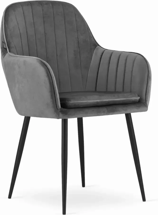 Viking Choice LUGO velvet eetkamerstoel set van 2 met armleuning grijs