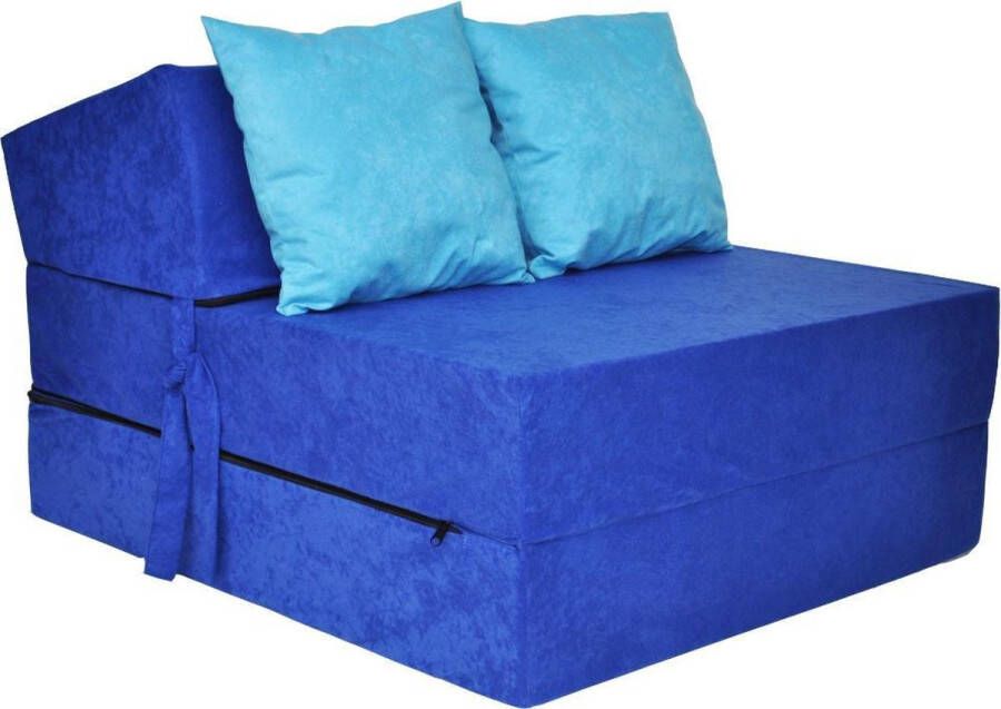 Viking Choice Luxe logeermatras blauw camping matras reismatras opvouwbaar matras 200 x 70 x 15 met licht blauwe kussens