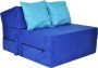 Viking Choice Luxe logeermatras blauw camping matras reismatras opvouwbaar matras 200 x 70 x 15 met licht blauwe kussens - Thumbnail 2