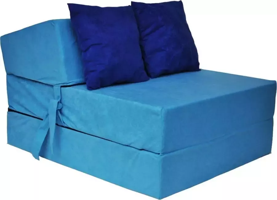 Viking Choice Luxe logeermatras blauw camping matras reismatras opvouwbaar matras 200 x 70 x 15 met licht blauwe kussens