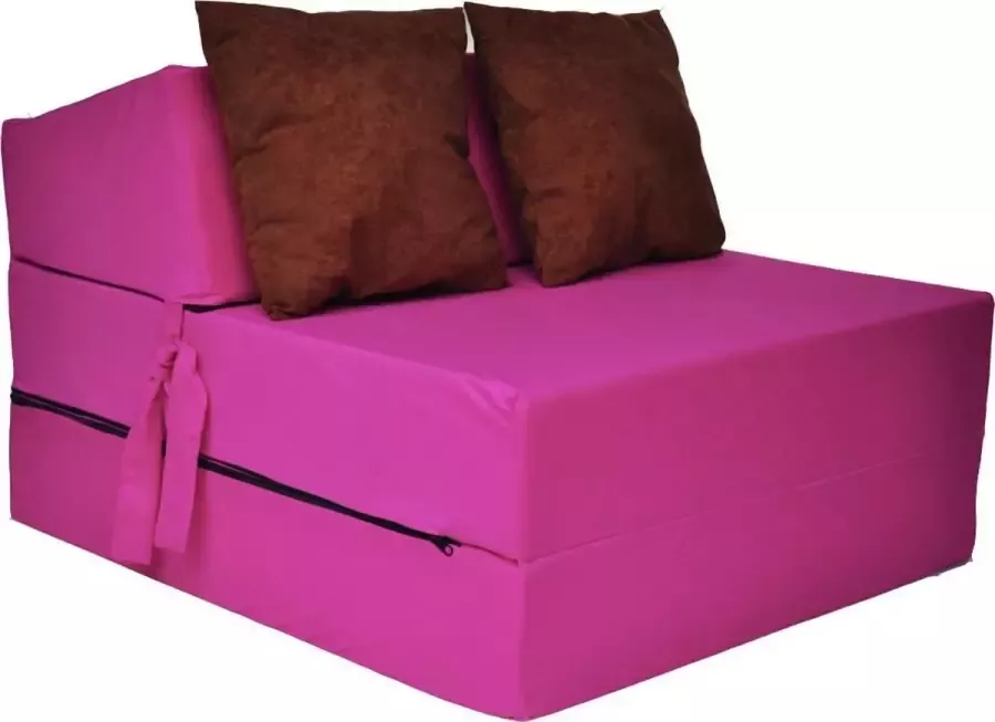 Viking Choice Luxe logeermatras roze camping matras reismatras opvouwbaar matras 200 x 70 x 15 met bruine kussens