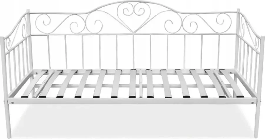 Viking Choice Metalen bedframe met witte hartjes 90x200 incl. lattenbodem