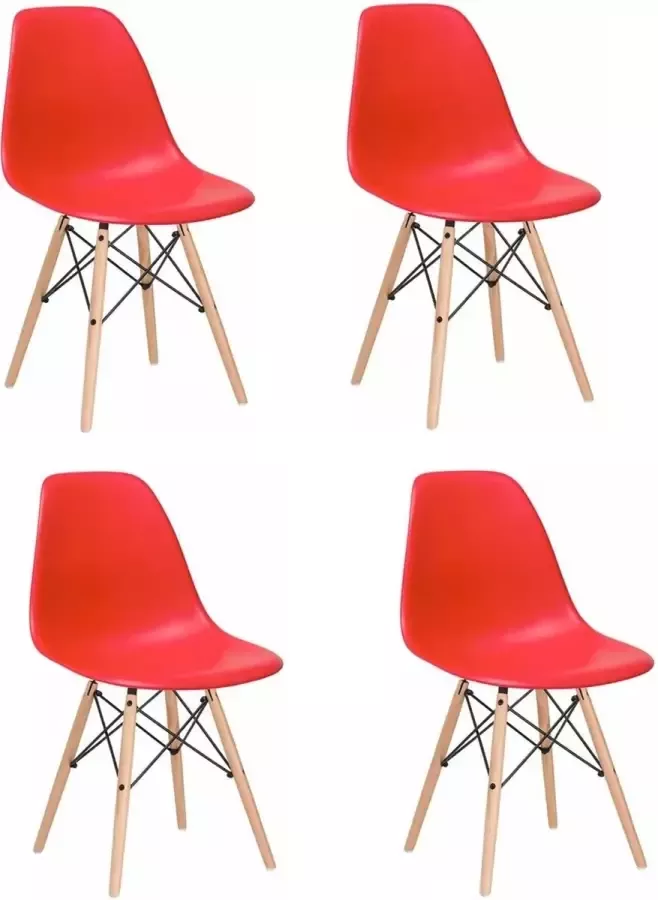 Viking Choice Milano design stoel rood 4 delige set keuken huiskamer AP Meubels