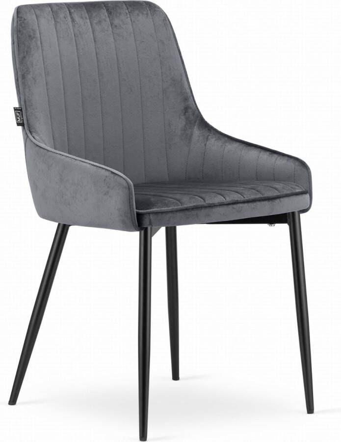 Viking Choice MONZA Velvet stoel set van 4 eetkamerstoelen donkergrijs