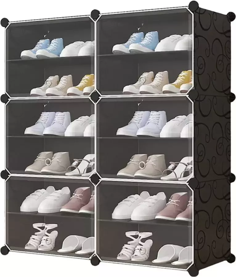 Viking Choice Schoenenkast vakkenkast 85x31x96 cm antraciet zwart