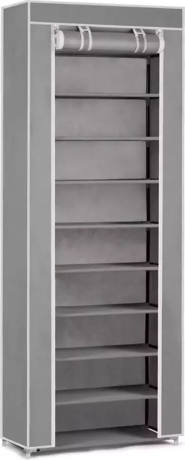 Viking Choice Schoenenkast van textiel 28x58x175 cm 10 planken grijs