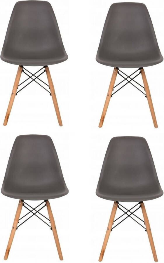 Viking Choice Set van 4 eetkamer stoelen hout & kunststof zitting donkergrijs