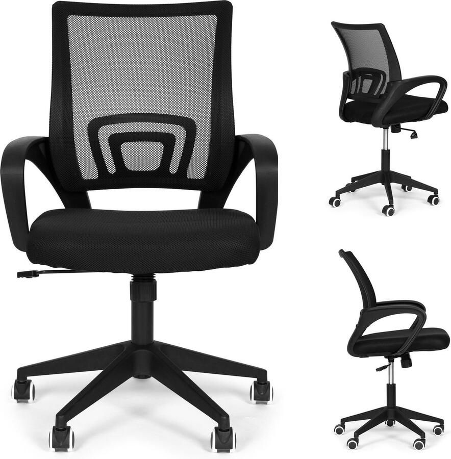 Viking Choice Bureaustoel ergonomisch gaas rugleuning lendensteun vloervriendelijke wielen