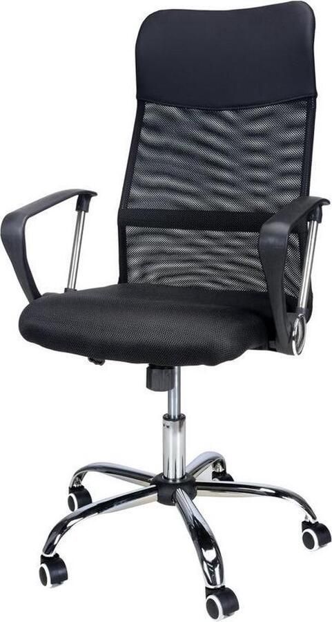 Viking Choice Bureaustoel met geventileerde rugleuning Zwart Verstelbaar in hoogte Met vaste armleuningen