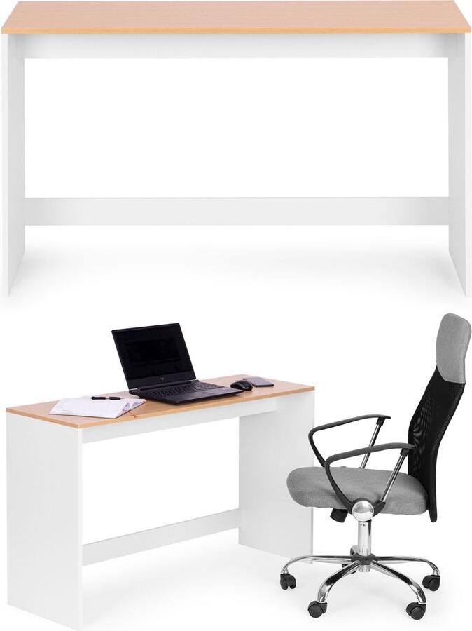 Viking Choice Computerbureau 120 x 74 x 40 cm wit licht hout vlek- en krasbestendig