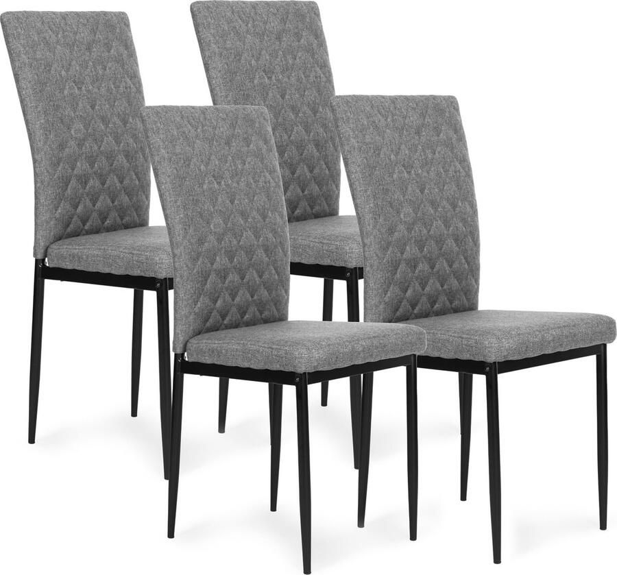 Viking Choice Eetkamerstoelen set van 4 grijs hoogwaardig schuimvulling