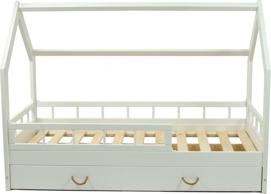 Viking Choice Huisbed 80x160 cm met Bedlade Wit Houten Kinderbed