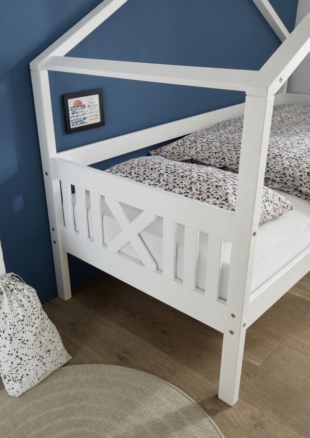 Viking Choice Huisbed 90x200 cm met Lattenbodem Wit Houten Kinderbed