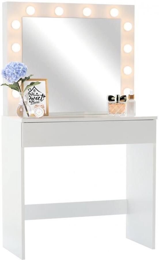 Viking Choice Kaptafel met spiegel en LED-verlichting MDF wit