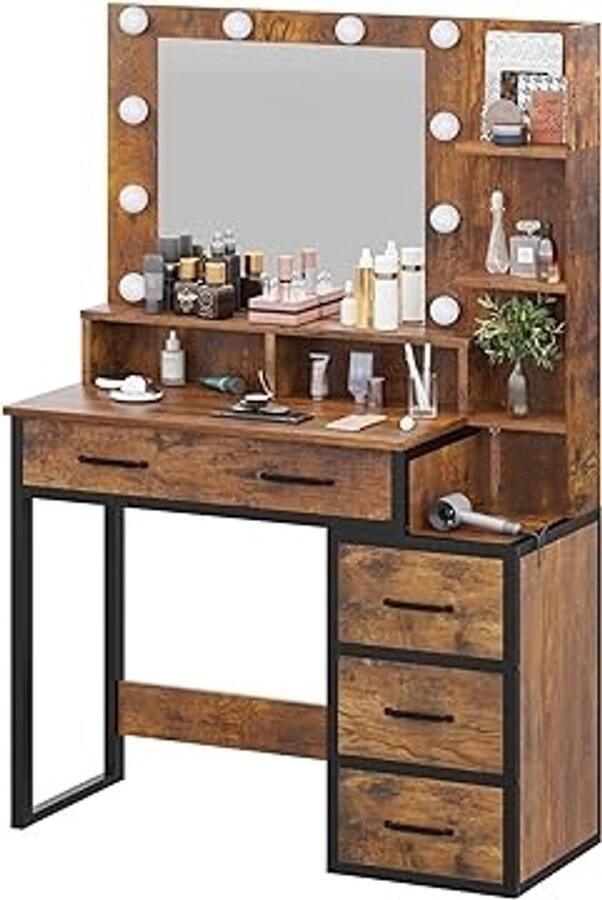 Viking Choice Kaptafel met spiegel en licht 92x40x143 5 cm industrieel