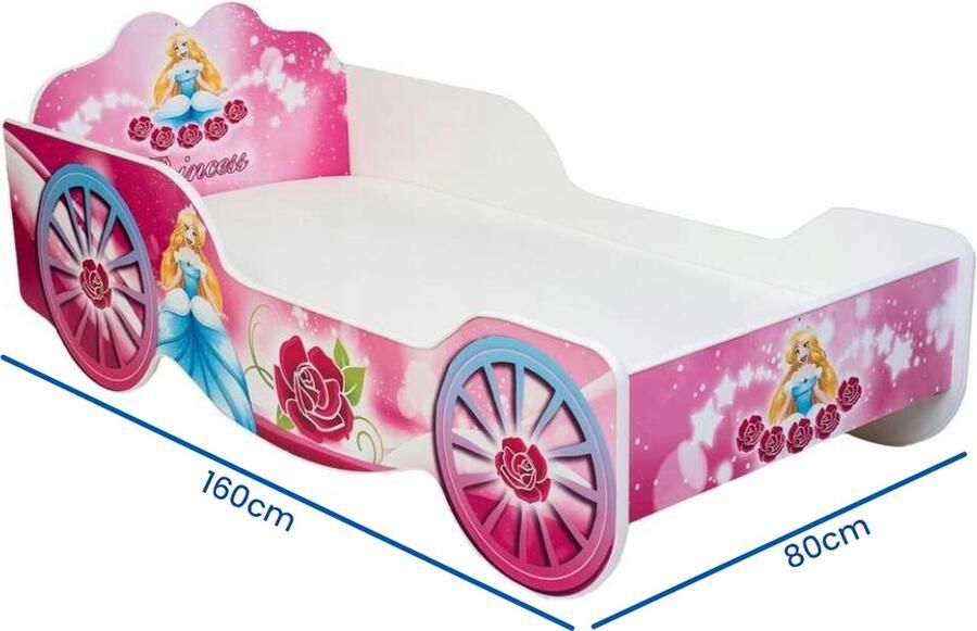 Viking Choice Koetsbed Peuterbed 160x80cm Roze Prinsessen Thema