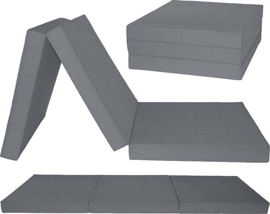 Viking Choice Logeermatras Extra Dik Grijs Opvouwbaar Matras 195x80x15 cm Huisstofmijtwerend