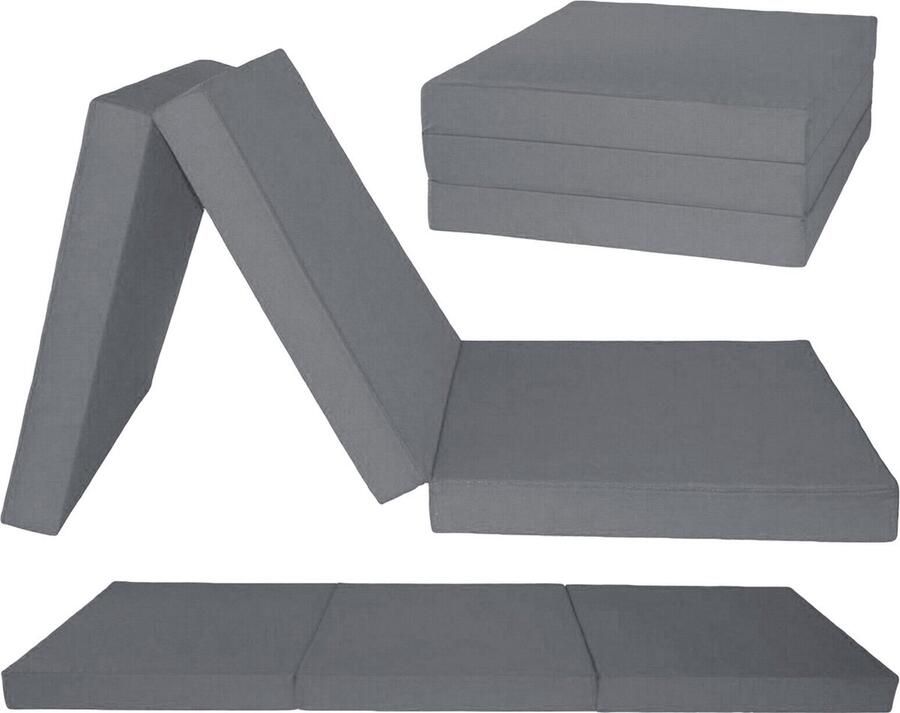 Viking Choice Logeermatras Grijs Opvouwbaar Camping Matras 195x60x10 cm Polyether Vulling Inclusief Draagtas