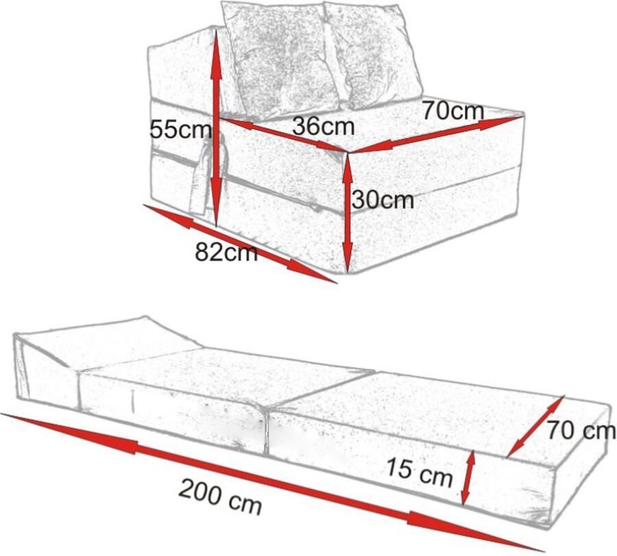 Viking Choice Luxe Opvouwbaar Logeermatras Navy Blauw Camping Matras 200x70x15 cm Met Kussens