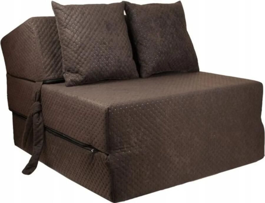 Viking Choice Luxe Opvouwbare Logeermatras Bruin Camping Matras 200x70x15 cm Met Kussens en Wasbare Hoes