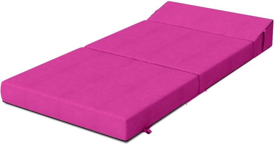 Viking Choice Luxe Opvouwbare Logeermatras Roze Camping Matras 200x70x15 cm Met Bruine Kussens
