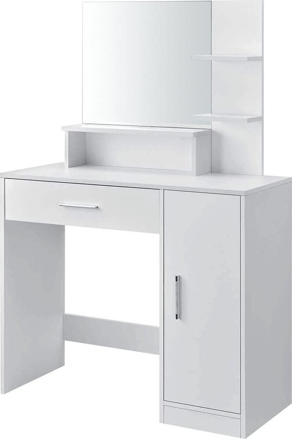 Viking Choice ModernHome Kaptafel met Spiegel 90x38x137 5 cm Wit Make-up Tafel