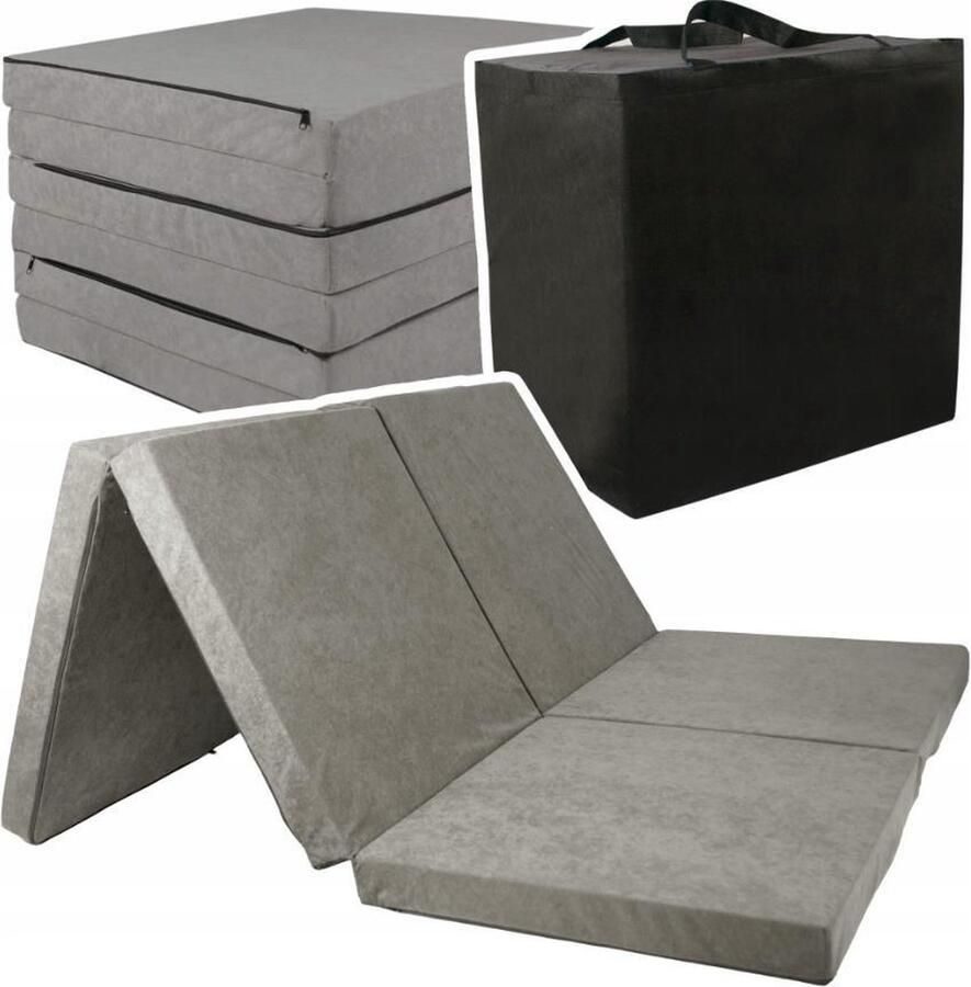 Viking Choice Opvouwbaar 2-persoons matras met wasbare hoes 195x120x7 cm Grijs Koudschuim Huisstofmijtwerend
