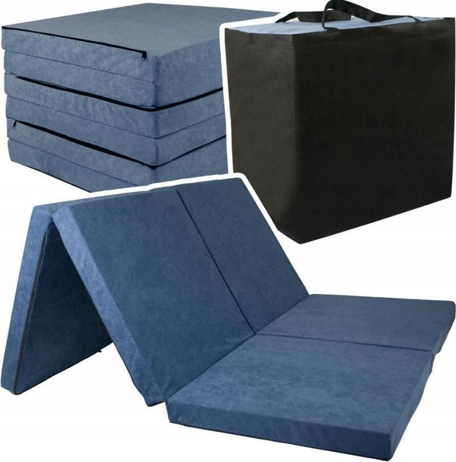 Viking Choice Opvouwbaar 2-Persoons Matras Navy Blauw 195x120x7cm Inclusief Draagtas & Wasbare Hoes