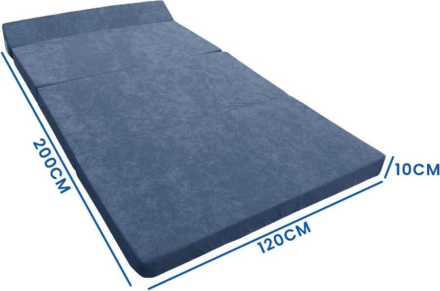 Viking Choice Opvouwbaar matras met hoofdkussen Navy blauw Wasbare hoes 200x120x10 cm Polyether vulling - Foto 2