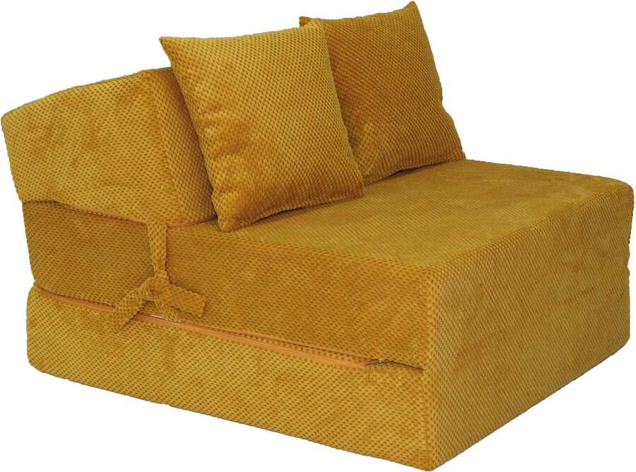 Viking Choice Opvouwbaar matras – velvet dot – honinggeel – PUR-schuim – 70x200cm