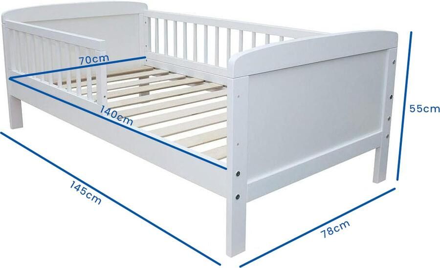 Viking Choice Peuterbed Wit 140x70cm Incl. Lattenbodem & Uitvalbeveiliging