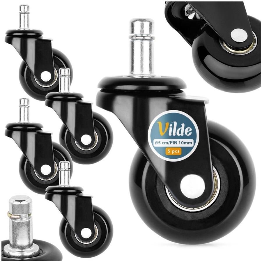 Vilde Bureaustoel Wieltjes Rubber 5 cm 10 mm 5 stuks Bureaustoelwielen Wieltjes voor IKEA Stoelen